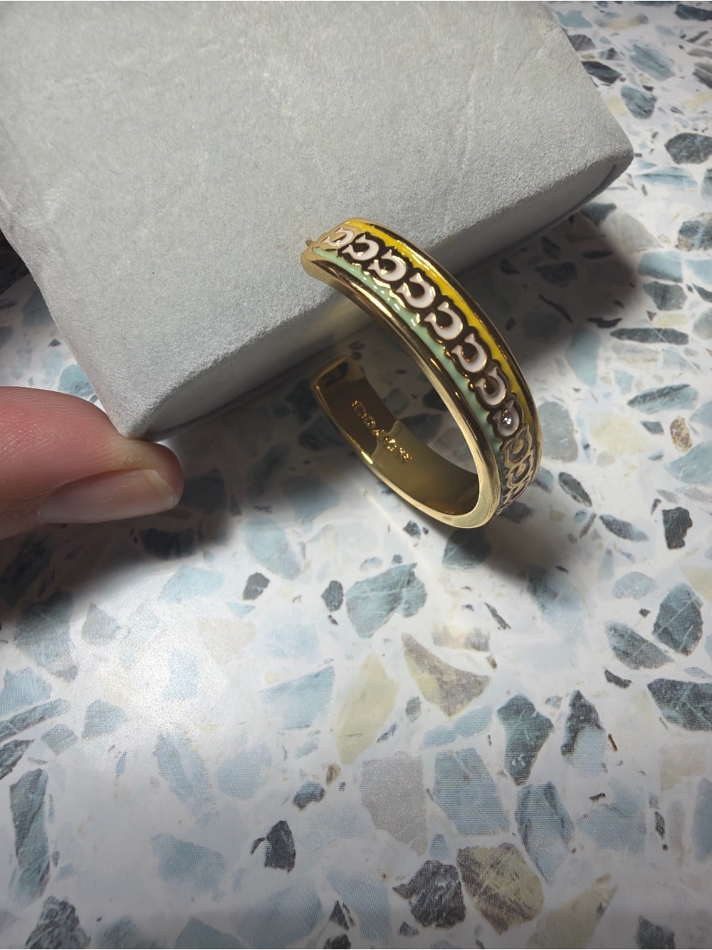 Coach Enamel Signature C Gold Hoop Earrings Gold Tone Crystal Accents #43 - Picture 2 of 3